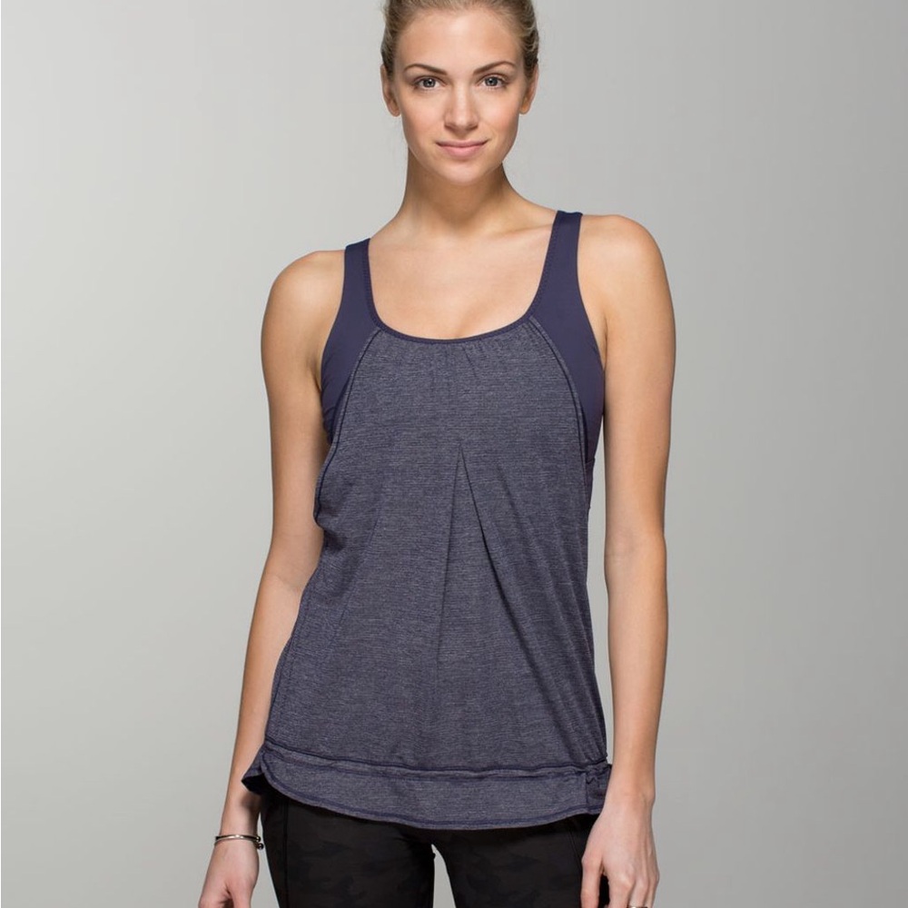 Lululemon Athletica Run Times Heathered Cadet Blue Tank Top